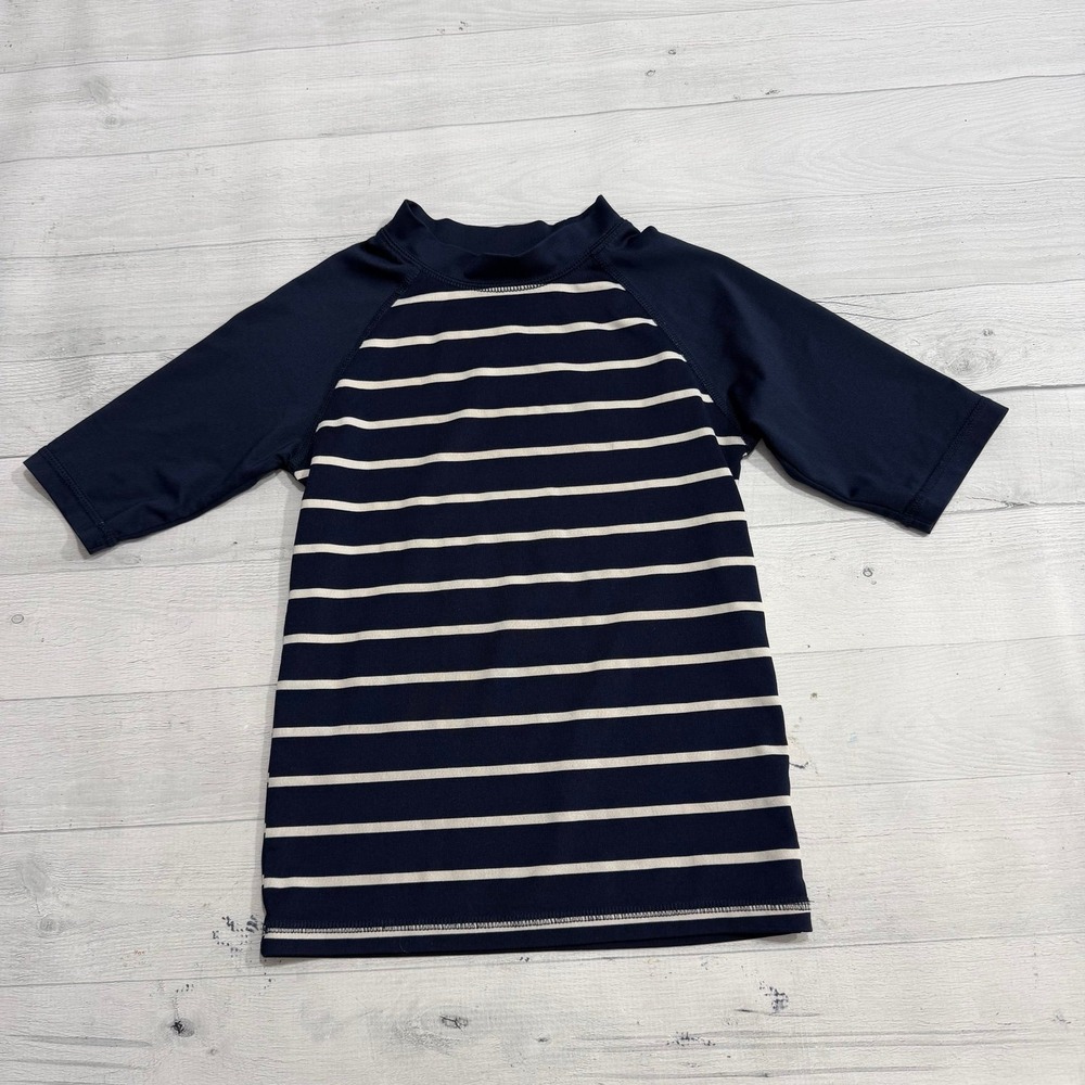 The children's place kids navy blue white striped swim rash guard 5/6